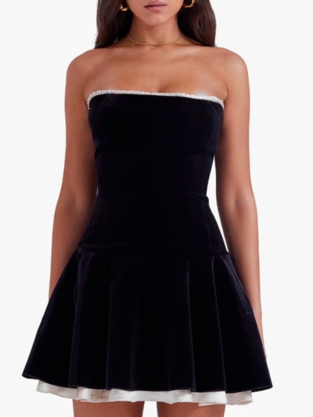 NWT House of CB Marilla Black Velvet Strapless Mini Dress